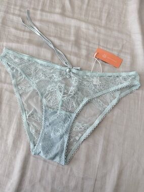 Mentionables Lace & Mesh Button Panty - Something Blue color